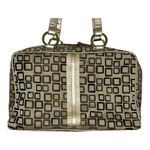 Travel Bag Geometric Tote Bag with Cosmetic Bag and Clear Pouch Like New 17x11 Tan Photo 7