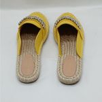 Shoedazzle Daphney Linen Blend Sandals Slides Mules Womens 9 Yellow Spring Shoes Photo 2
