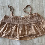 American Eagle Womens Brown Cropped Flowy Tank Top - L Photo 0