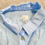 A New Day  Long Sleeve Button Down Boyfriend Shirt Subtle Sheen Blue Size Large Photo 7