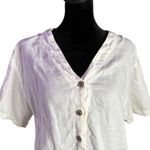 Chico's Vintage  White Linen Top Size 1‎ Medium Button Down Minimalist Coastal Photo 2