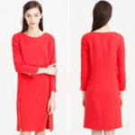 J.Crew  Red Long Sleeve Double Zip Shift Cocktail Dress Size 8 Medium M Photo 1
