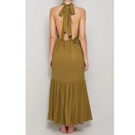 MARYSIA Backless Seashell Embellished Seersucker Halterneck Dress,Caramel, Large Brown Photo 2