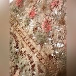 Handmade 70s VTG Off White Empire Waist Maxi Dress With Sheer Crocheted Cape Overlay S/M Photo 9