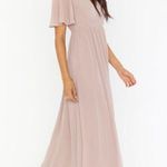 Show Me Your Mumu Emily Empire Maxi Dress Large Soft Beige Chiffon $188 MSRP Photo 1