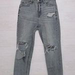 American Eagle  Women's Gray Wash Denim High Rise Distressed Mom Jean 2 Short Photo 0