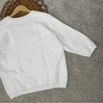 Vince  Jacquard Pullover Sweatshirt 3/4 Sleeve Textured Cotton Blend White Size L Photo 9