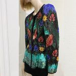 Vintage 80’s 90’s Abstract Floral Print Fully Beaded Sequined Blazer Jacket M Size M Photo 4