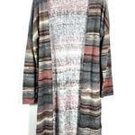 Ginger G Boutique Muted Multicolored Striped Longline Lightweight Knit Caridgan Photo 0