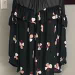 Kate Spade Dawn Dusk Buds Ruffle Top, Size XL Black Sheer Floral Pink Photo 0