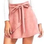 SheIn Pink Suede Wrap Skirt  Photo 0