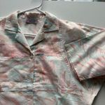 VTG Cabrais Tropical Floral Button Up Shirt Women S Pink Teal Short Sleeve Size M Photo 7