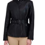 Kenneth Cole NWT  Faux Leather Jacket with Belt Photo 11