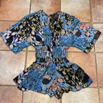 ZARA smocked waist, butterfly sleeve keyhole back floral patchwork print romper Photo 4