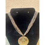 Boho Gold Medallion Necklace‎ Seed Bead Strand Layered Statement Women's Photo 4