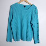 Talbots Button Detail Pullover Crew Neck Long Sleeves Straight Hem Large Stretch Photo 2