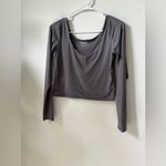 Almere Long Sleeve Scoop Neck Crop Top Gray Size L Size L Photo 2