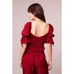 Band of the Free Lea Rhubarb Romantic Boho Ruffle Smocked Crop Top M Red Size M Photo 4