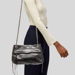 Rebecca Minkoff Black Leather Swing Shoulder Bag with Gold Straps Photo 0