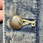 Free People Blue Denim Distressed Jacket with Button Detail M Photo 5