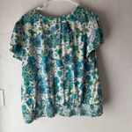 Fashion Bug Size XL Cotton Blue Green Floral Short Sleeve Blouse Photo 4