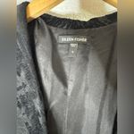 Eileen Fisher  Black Velvety Open Front Collared 3/4 Sleeve Jacket Sz Small‎ Photo 2