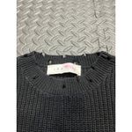 IRO  Distressed Chunky Knit Crewneck‎ Sweater Black Medium Grunge Moto Cotton Photo 2