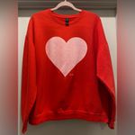 Gildan VTG Red & Pink Valentine's Day Heart Graphic Long Sleeve Crewneck Sweater Photo 3