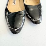 Manolo Blahnik Black Patent Leather Flats with White Stitch Detail – Size 35.5 Photo 1