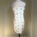 Hippie Rose Hippie‎ Rose ivory Green safari slip Mini Dress satin vacation palm tree boho xl Photo 2