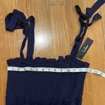 Lulus NWT  perfect moments navy blue smocked tie strapculotte jumpsuit size small Photo 9