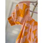 Free People  Mila Floral Mini Dress S Boho Puff Sleeve Smocked Pink Orange Beach Photo 3