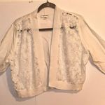 Calvin Klein Woman Cropped Knit See Through Cardigan White Laced-front Size XL Photo 9