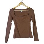 Future Collective Sweetheart Neck Long Sleeve Top Womens XS Brown Neutral Photo 1