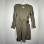 Aerie  Olive Green Long Sleeve Knot Waist Midi Dress Sz S Photo 3