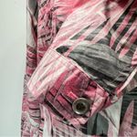 Chico's Chico’s Pink Gray & Ivory Leaves Satin Cotton Blend Button Front Shirt Jacket Photo 6