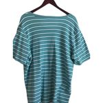 Hasting & Smith Hasting ‎ & Smith Women Cotton Top 2X Green Striped Short Sleeve Casual Relaxed Photo 3