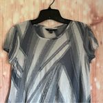Simply Vera, Vera Wang Simply Vera Vera Wang Gray Frayed Striped Textured Handkerchief T Shirt Photo 2