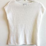 Rena Rowan  Shell White Knit Cap Sleeves Jewel Neck Sweater Sz S EUC Neutral Photo 5