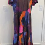 Tuckernuck Oliphant Designs V-Neck Maxi Dress Watercolor Print Pockets Photo 1