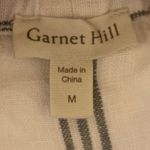 Garnet Hill Size M Essential Linen Pull On Skirt Striped White Grey Pockets Photo 3