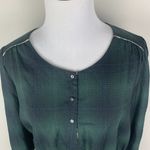 Cotelac Women Dress Plaid Green Size 1 Long Sleeve Button Round Neck Knee Length Size M Photo 2