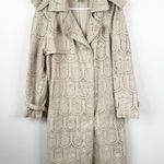 Farm Rio Pineapple Eyelet Trench Coat Womens XS Tan Khaki Cotton Button Front Photo 3