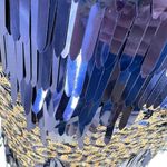 L'ATISTE Metallic Halter Honeycomb Dress Blue Gold Size Small NWT Photo 7