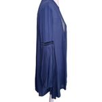 Free People Navy Babydoll Lace Inset Swing Tunic Boho Long Sleeve Dress Sz Small Photo 7