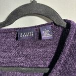 Hillard & Hanson VTG Hillard Hanson Purple Chenille Knit Cardigan Buttons Sheer Stripes V Neck L Photo 3