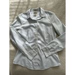L.L.BEAN Womens Long sleeve Collared Button Up Blouse Shirt White/Blue Plaid XS White Photo 5