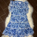 House of Harlow 1960 Melba blue floral ruffle button down dress Sz Medium Photo 0