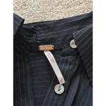 Free People  Pinstripe Button Down Shirt Wide Cuff Navy Blue Photo 3