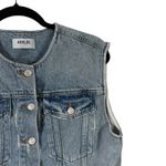 AGOLDE  Leo Denim Vest Frayed Crop Trucker Sleeveless Button Down Womens Large Photo 2